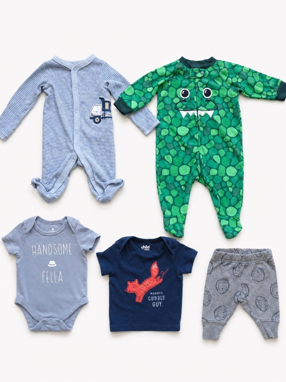 Newborn Baby Boy Clothing Bundle 5 Pieces Carter's Baby Gap Children's Place 0-3